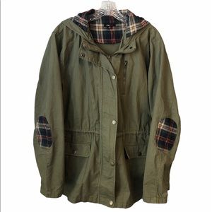 Army Green Utility Plaid Detail Jacket 3XL